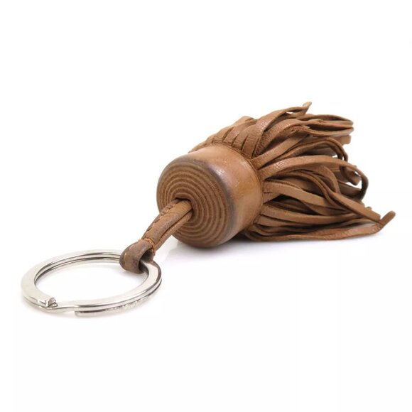 Auth HERMES Carmen Key Ring Holder Brown/Silver Leather/Metal - e60125a - Picture 3 of 9